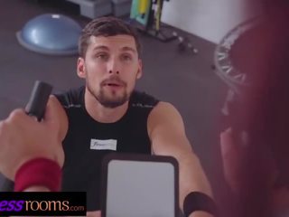 Fitness rooms big manhood personal trainer fucks bewitching redhead on exercise bike