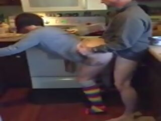 Wife Cumming On Husbands Friends putz In The Kitchen