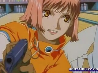 Nauw anime dame met firma tieten neemt een reusachtig getto lul in haar kut