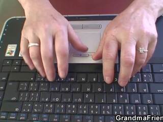 Office granny boss double penetration